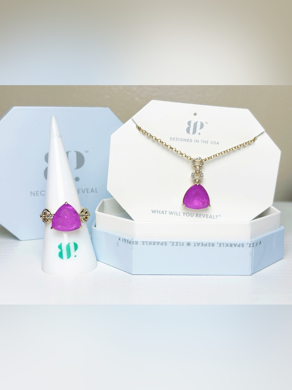 New Bomb Party Matching Set Necklace & Size 8 Ring